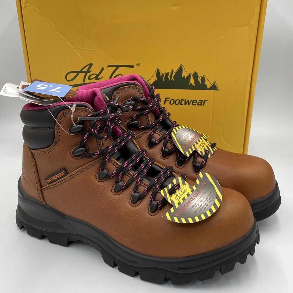 New‎ AdTec Footwear Women's 7.5 Leather Waterproof Composite Toe Work Boot Brown